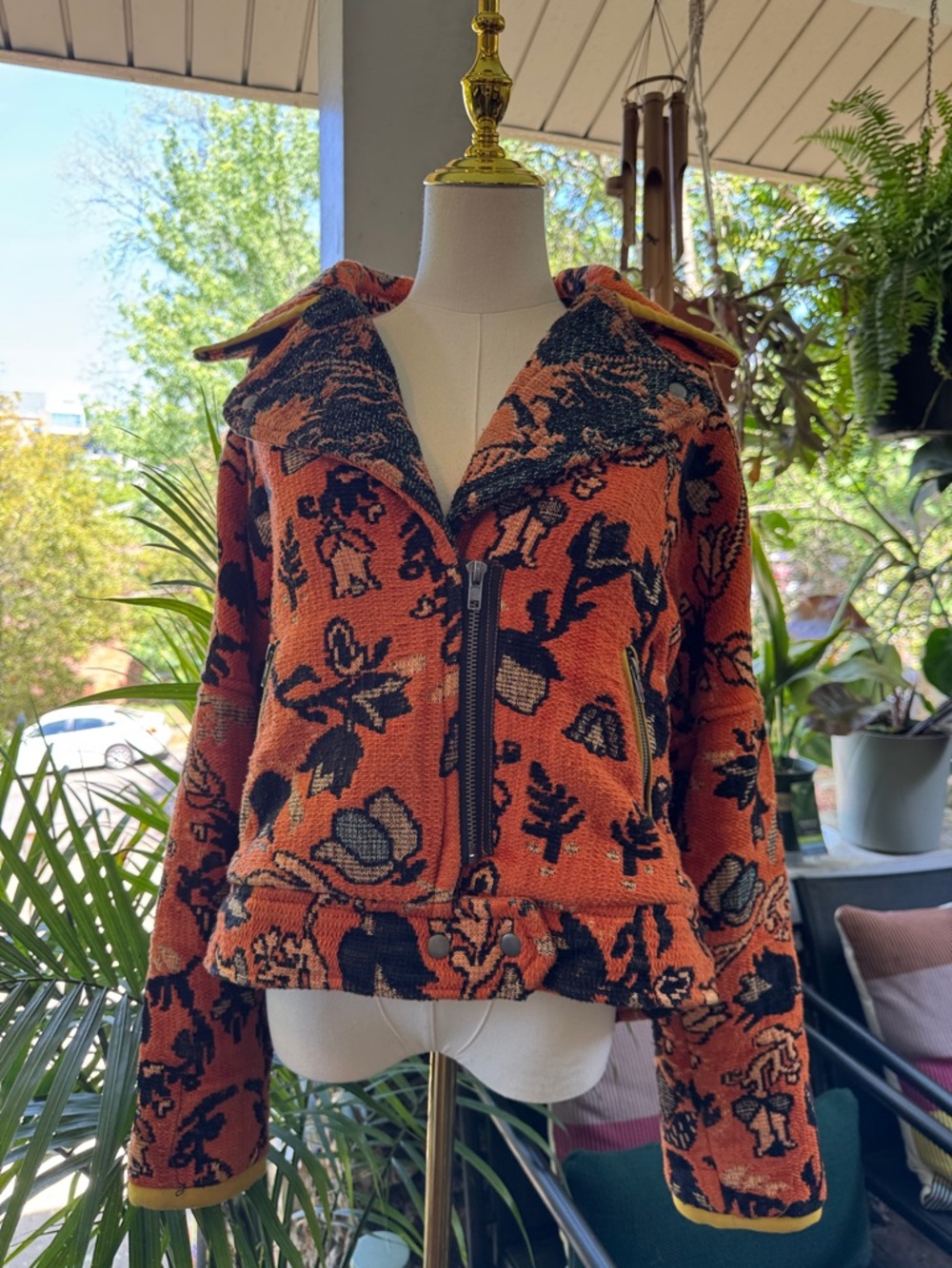 RARE 🔸Free People Mosaic Printed Moto Jacket Size Medium - Picture 8 of 17